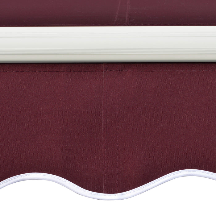 Retractable Manual Awning 3x4m - Patio Sun Shade Canopy in Wine Red with Fittings & Crank Handle - Outdoor Comfort for Garden & Windows