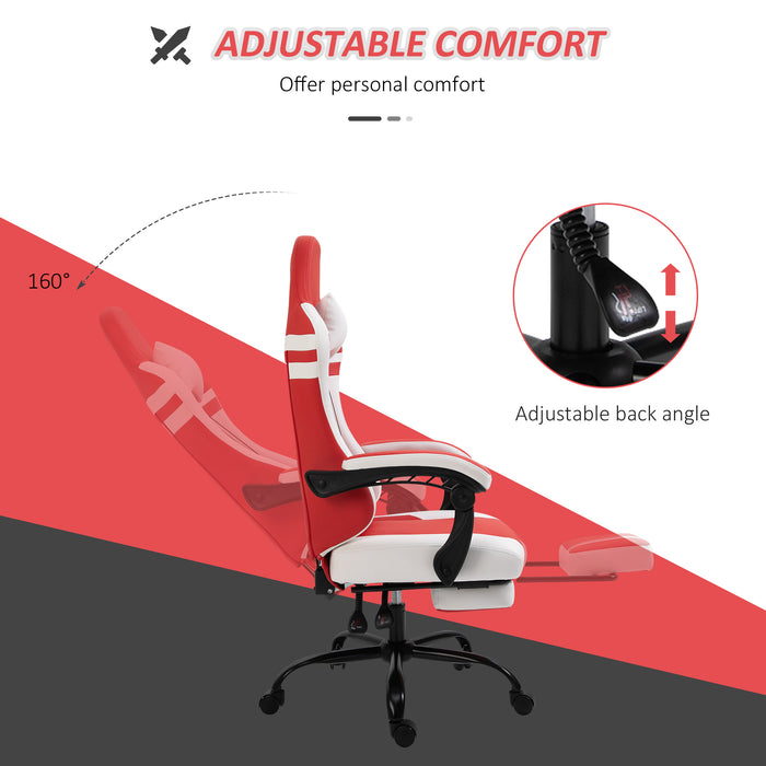 Ergonomic Racing Chair with PU Leather - Headrest, Retractable Footrest & Smooth-Rolling Wheels - Adjustable High-Back Gaming Recliner for Comfort and Style