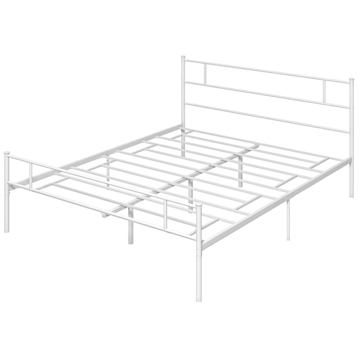 King Bed Frame with Headboard and Footboard - Sturdy Metal Construction and Slat Support - Elevated Design for 31cm Underbed Storage Space