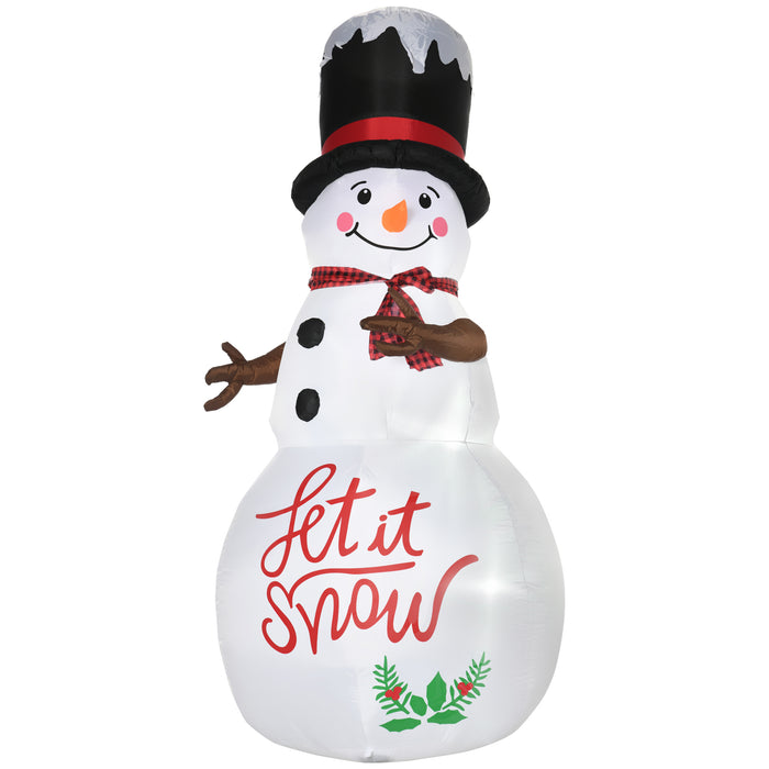 Jolly 8ft Inflatable Snowman with Festive Attire - Black Hat and Red Scarf, LED Illuminated - Outdoor Holiday Display for Lawn and Party Decor