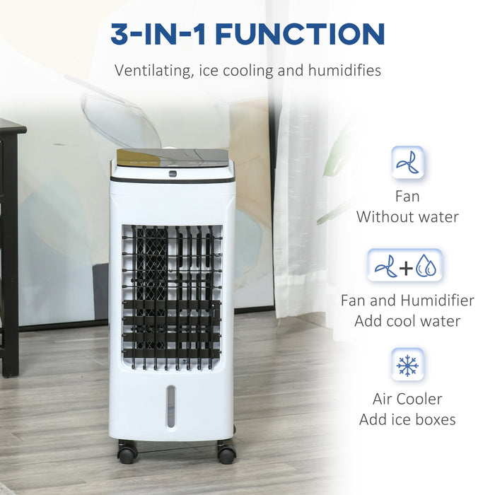 Evaporative Air Cooler with 4L Tank - 3-in-1 Portable Oscillating Fan with Timer and Remote Control - Ideal for Cooling and Refreshing Indoor Spaces