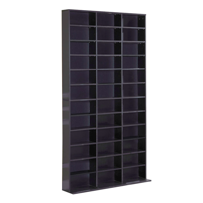 CD/DVD Storage Rack - Adjustable Shelving for 1116 CDs, 102x24x195 cm, Black - Space-Saving Media Organizer for Collectors