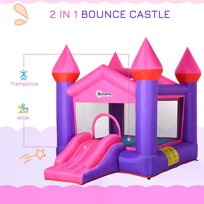 Kids Bounce Castle House - Inflatable Trampoline and Slide Combo with Inflator - Perfect Play Area for Children Aged 3-12 Years, Multicolor, Large Size 3.5 x 2.5 x 2.7m