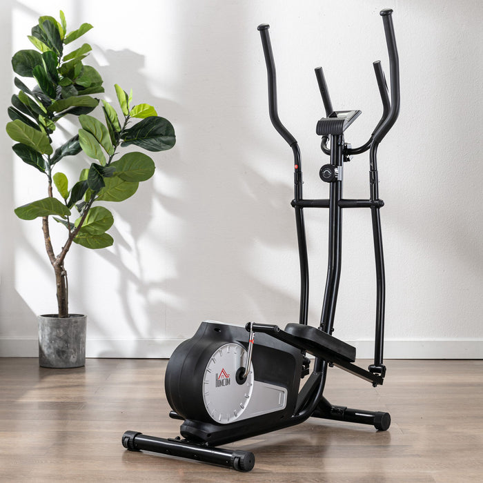 Elliptical Cross Trainer - 8-Level Adjustable Magnetic Resistance and Built-in LCD Monitor - Ideal for Home Cardio Workouts with Pulse Rate Tracking and Easy Mobility