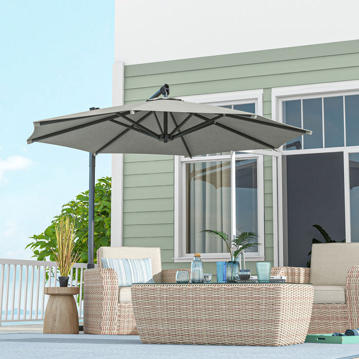 Cantilever Banana Parasol with Cross Base - 360° Rotating Beige Patio Umbrella, Crank Handle and Tilt Function - Ideal for Sun Shade and Outdoor Comfort