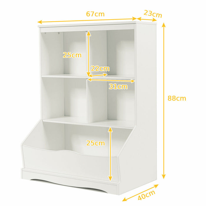 Grey Children's Bookcase - Toy Storage Organizer with Shelves and Compartments - Ideal for Room Clutter Reduction and Organization