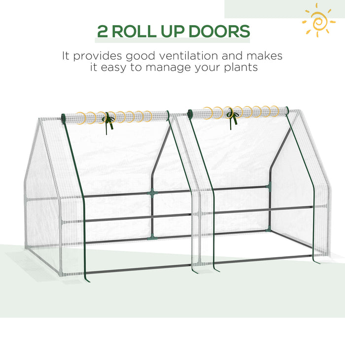 Compact Greenhouse Kit with Durable Steel Frame and PE Cover - 180x90x90 cm Portable Garden Poly Tunnel with Roll-Up Zippered Door - Ideal for Plant Growth and Vegetable Protection