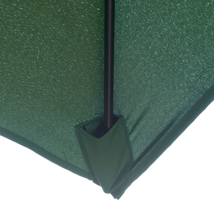 Rectangular Market Umbrella 2 x 3m with Crank and Push Button Tilt - Durable Outdoor Patio Sunshade in Green - Ideal for Gardens, Decking, and Commercial Use