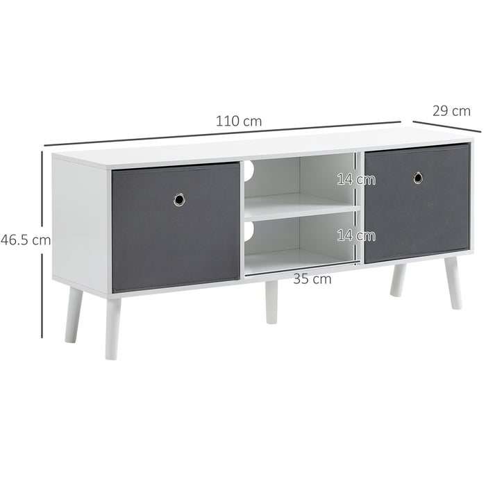 Modern White and Grey TV Stand - Entertainment Center Fits Up to 50-inch Televisions, with Storage and Drawer - Stylish Living Room Organizer and Media Console