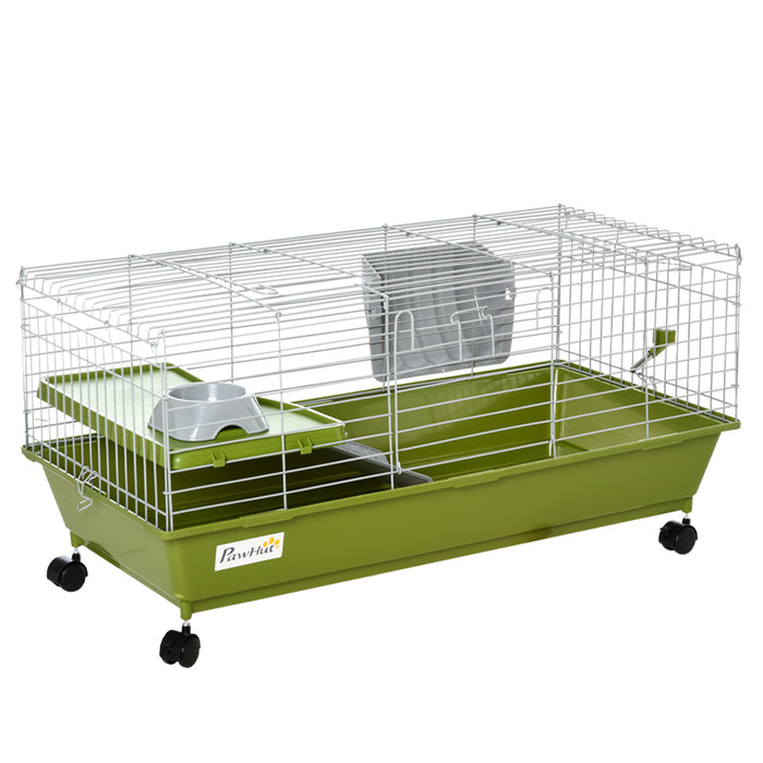 Small Animal Habitat - 35" Chinchilla, Guinea Pig, Ferret House with Platform, Ramp, Food Dish, Wheels, Water Bottle - Ideal Pet Enclosure for Indoor Use