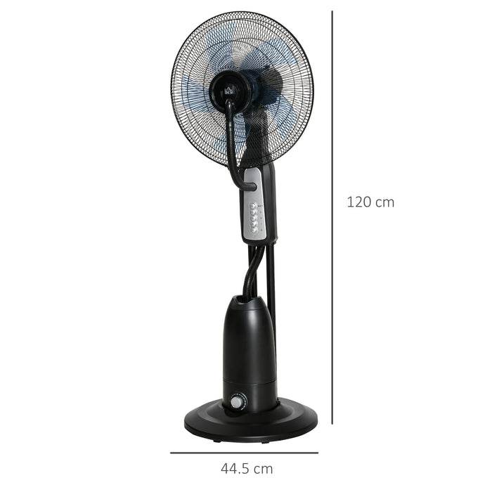 Pedestal Humidifying Misting Fan - 3-Speed, 2.8L Water Tank, Black - Ideal for Cooling and Air-Moistening in Dry Climates