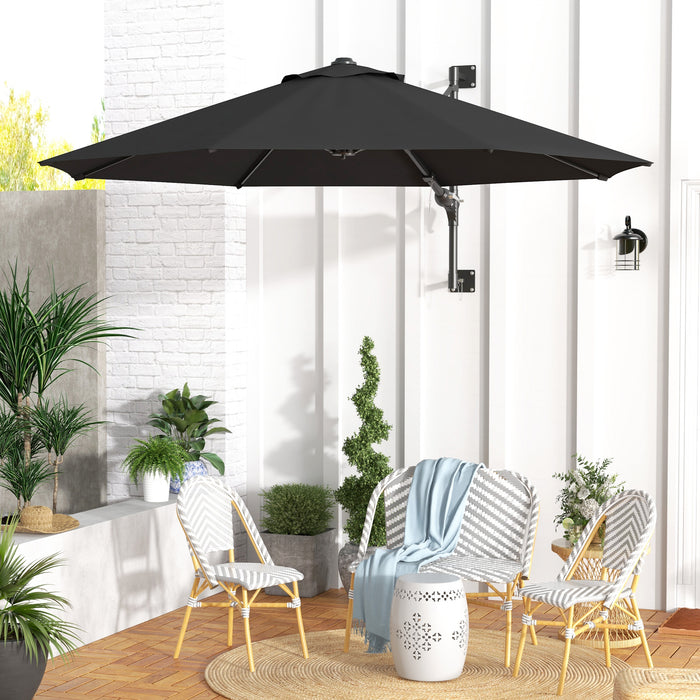 Wall-Mounted Garden Parasol - Ventilated Patio Sun Shade Canopy in Charcoal Grey - Ideal Outdoor Solution for UV Protection and Comfort