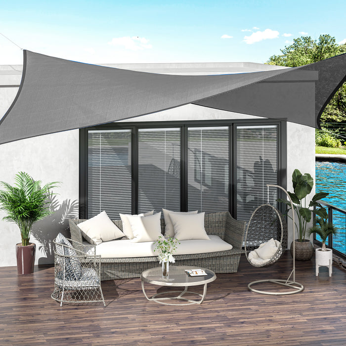 Sun Shade Sail 4x3m Rectangle Canopy - UV Protective Outdoor Sunscreen Awning with Mounting Ropes, Charcoal Grey - Ideal for Garden, Patio, Party Shelter