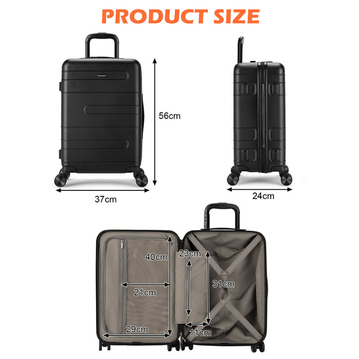 Travel Gear - Black Suitcase with 4 Spinner Double-Wheels and TSA Lock - Ideal for Secure and Convenient Travel