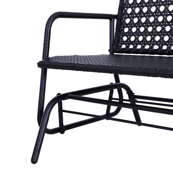 Wicker Glider Bench - 2-Person Rocking Chair for Outdoor Patio & Garden - High-Back Armchair for Relaxation & Comfort