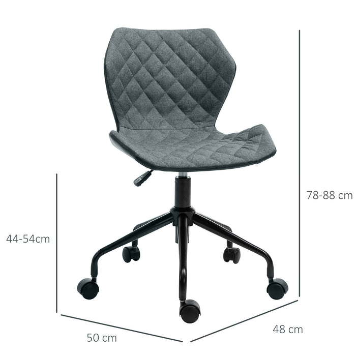 Swivel Home Office Computer Desk Chair - Adjustable Height with Nylon Wheels, Linen Grey Fabric - Comfort Seating for Work or Study