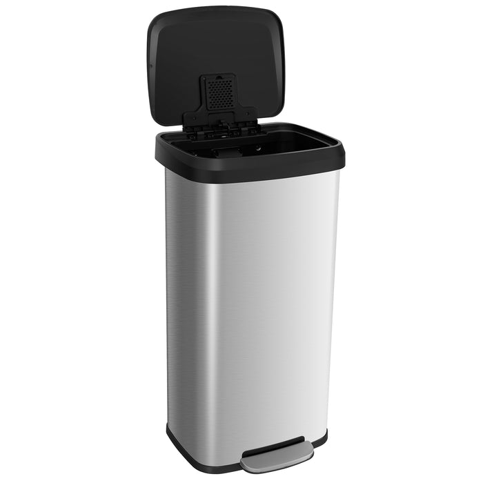 68L Step Trash Can Model - Soft Close Lid and Deodorizer Compartment in Silver - Ideal for Odor-Control in Large Spaces
