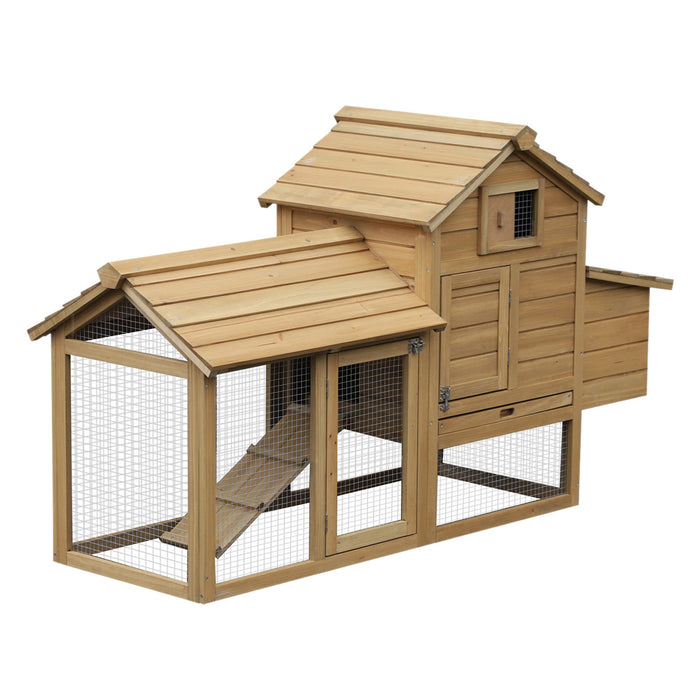 Outdoor Chicken Coop with Nesting Box - Small Animal Hutch, Hen Cage and Protected Run, 150.5x54x87cm - Ideal for Backyard Poultry Keepers