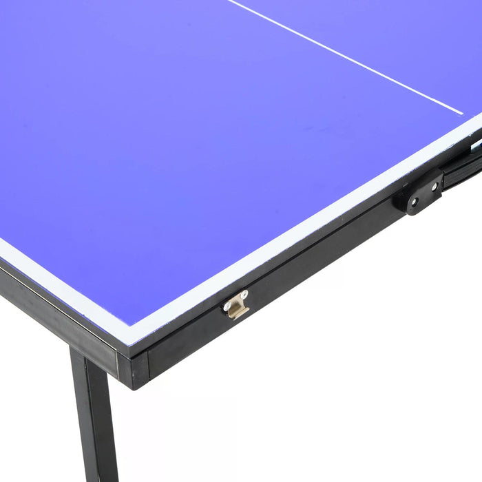 Compact Folding Table Tennis Set - Mini Professional Ping Pong Table with Net, Blue - Ideal for Games, Sports Training & Quick Play Spaces