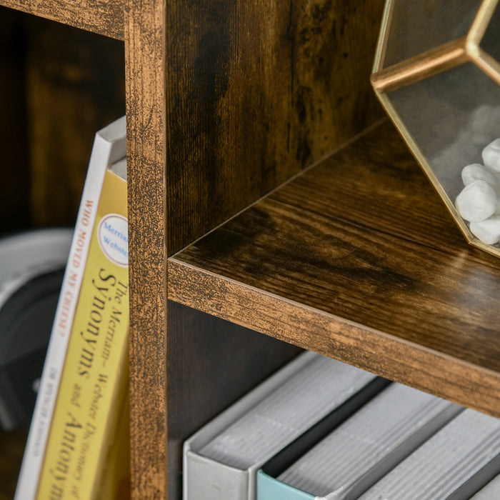 Industrial Cube Bookshelf - Rustic Brown Free Standing Display Cabinet with Storage Cubes - Ideal for Home Office, Living Room, or Study Organization