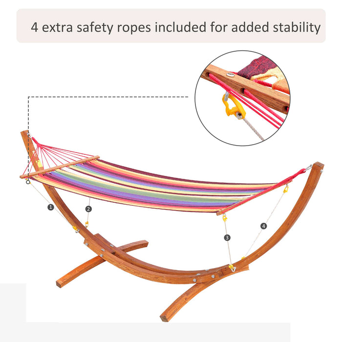 Outdoor Wooden Arc Hammock Stand - Sturdy Multi-Color Patio Swing for Relaxation - Ideal for Garden Lounging and Backyard Comfort