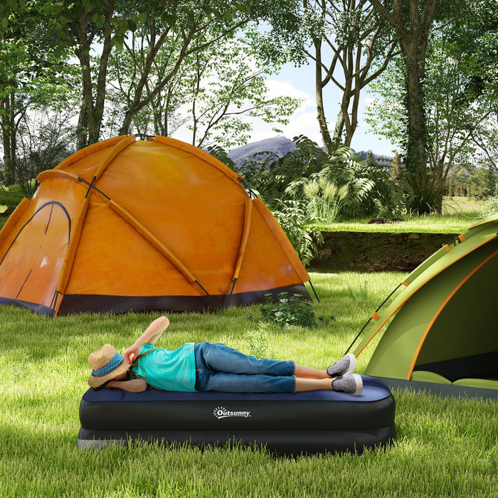 Inflatable Single Air Mattress - Built-in Electric Pump and Portable Design - Ideal for Camping and Overnight Guests