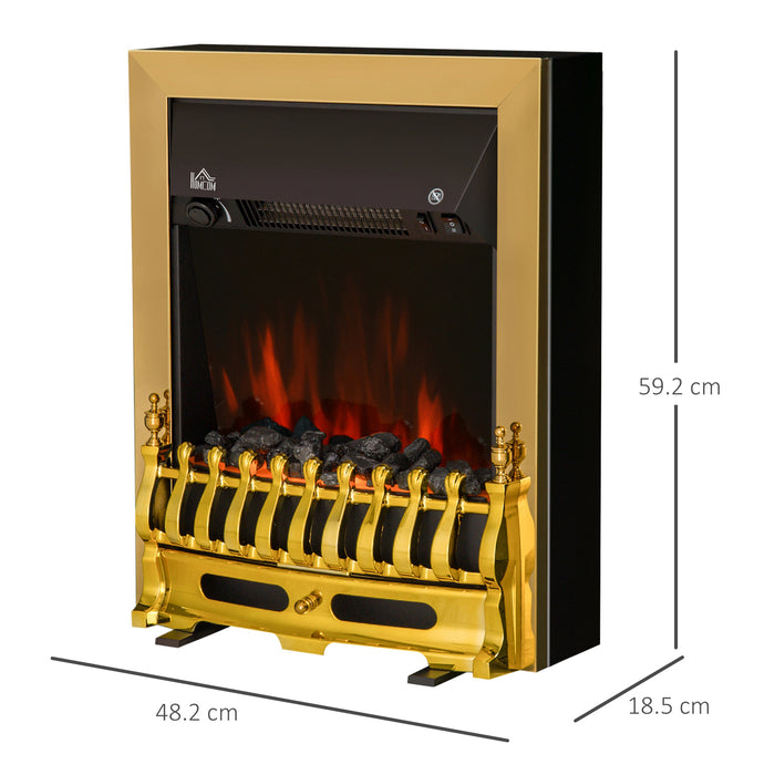 Golden LED Flame Electric Fireplace - Realistic Faux Fire Ambiance - Cozy Home Heating Solution