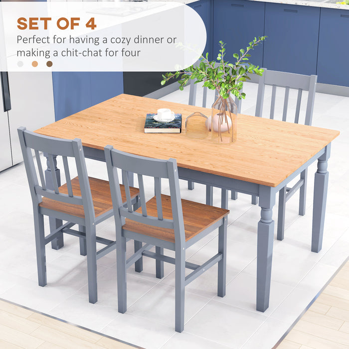 Kitchen & Dining Room Chairs - Set of 4 with Slat Back Design, Pine Wood Construction - Stylish Grey Seating Solution for Dining Area