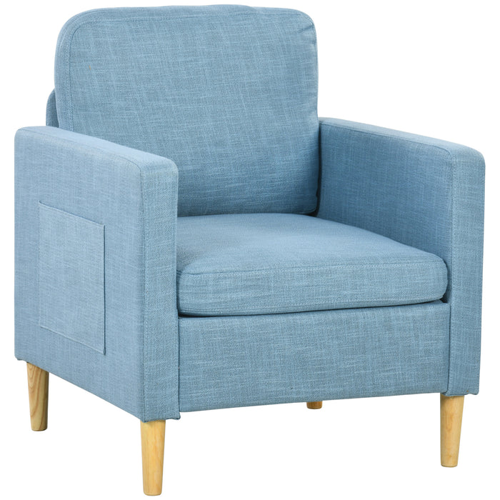 Comfy Modern Accent Armchair - Upholstered Fireside Seat for Living Room & Bedroom - Ideal for Home Office, Relaxation in Light Blue