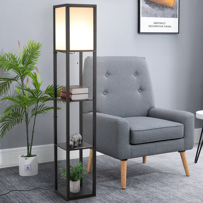 Modern Shelf Floor Lamp - 4-Tier Open Shelving for Soft Lighting and Storage Display - Ideal for Living Room Organization and Ambiance