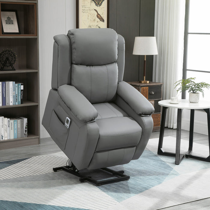 Electric Power Lift Recliner Chair with Vibration Massage - Remote Control and Side Pocket for Storage - Ideal for Elderly Comfort and Relaxation