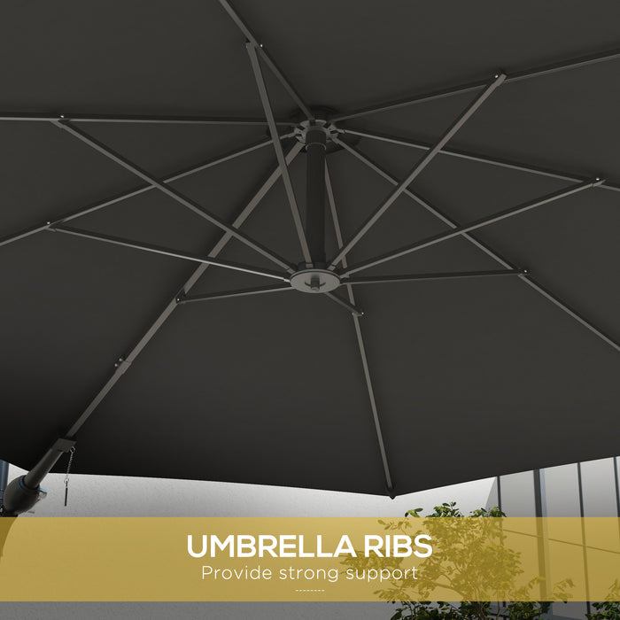 Wall-Mounted Garden Parasol - Ventilated Patio Sun Shade Canopy in Charcoal Grey - Ideal Outdoor Solution for UV Protection and Comfort