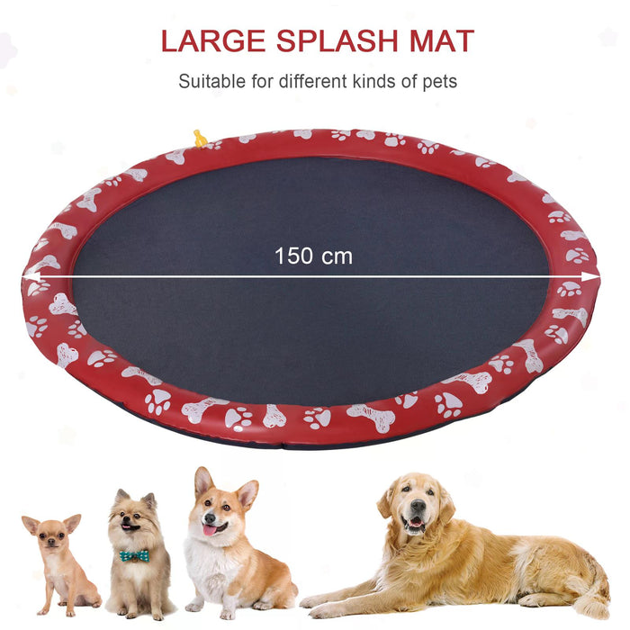 150cm Splash Pad for Dogs - Sprinkler Bath Pool & Water Play Mat - Non-Slip Outdoor Fun for Pets