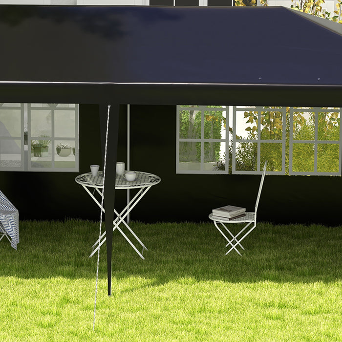 Outdoor Party Tent Gazebo - 6x3m Marquee with Windows & Side Panels, Patio Canopy Shelter - Ideal for Gatherings & Events, Black