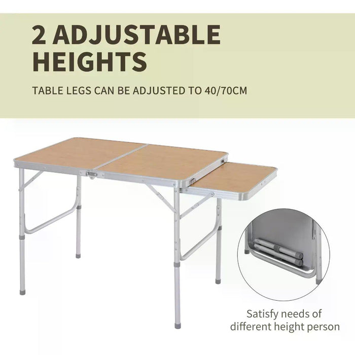 Aluminium MDF-Top 3ft Folding Table - Portable Outdoor Picnic Table in Silver Finish - Ideal for Camping, Tailgating & Backyard Gatherings