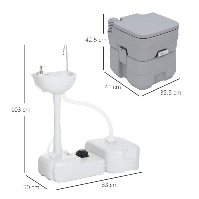 Outdoor Sanitation Combo - Portable Camping Toilet & Sink with Fresh and Waste Water Tanks - Eco-Friendly Waste Recycling for Events