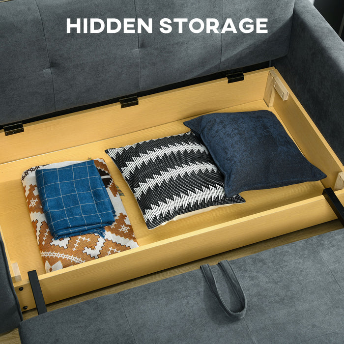 Convertible 2-Seater Sofa Bed - Fabric Upholstery with Hidden Storage Option - Ideal Space-Saving Furniture for Living Rooms