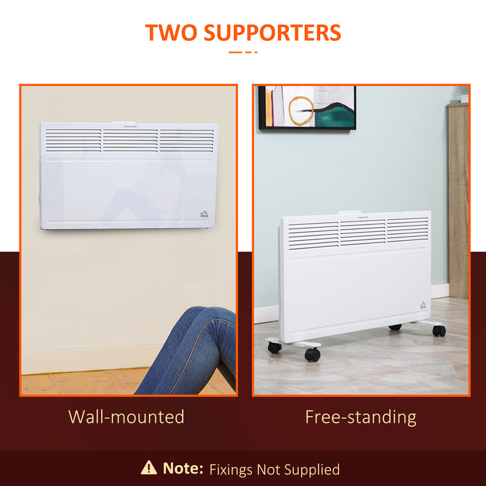 Portable Electric Convector Heater - 2 Heat Settings, Freestanding or Wall-Mounted, Adjustable Thermostat with Safety Cut-Off - Ideal for Home and Office Heating Solutions