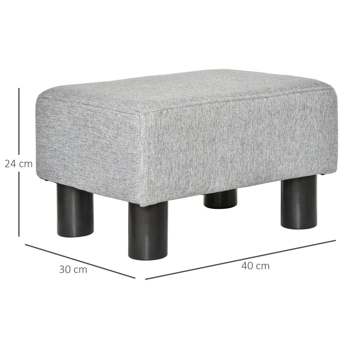 Linen Fabric Ottoman - Compact Grey Footrest with Sturdy Legs for Home and Office - Versatile Small Seat Footstool for Space-Saving Comfort