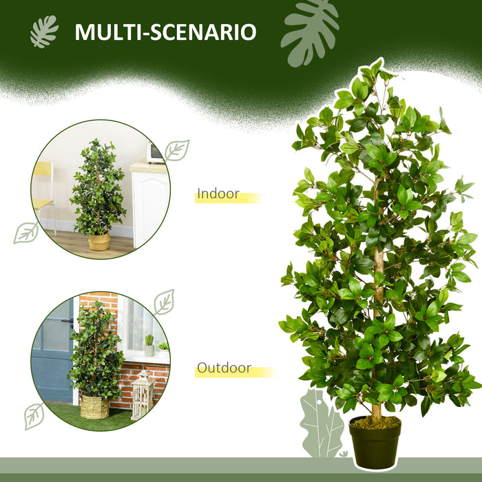 Bay Leaf Laurel Artificial Plant in Pot - Lifelike Indoor Outdoor Faux Greenery, 16x16x120cm - Enhances Home and Office Decor