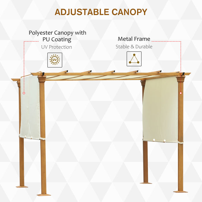 3m x 3m Retractable Pergola Gazebo - Adjustable Canopy Sun Shade Shelter, Beige Color - Perfect for Garden and Patio Relaxation