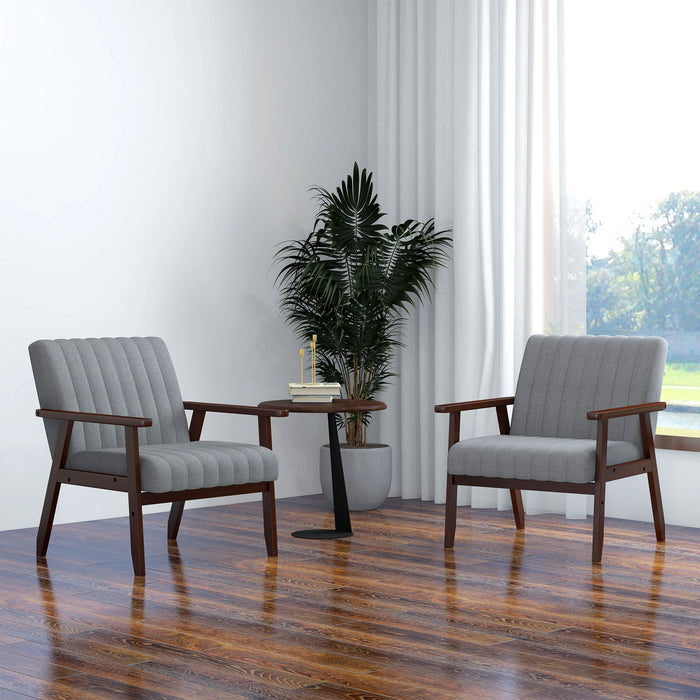 Accent Chair Duo - Upholstered Armchairs with Sturdy Wood Legs for Home Decor - Ideal for Living Room and Bedroom Comfort