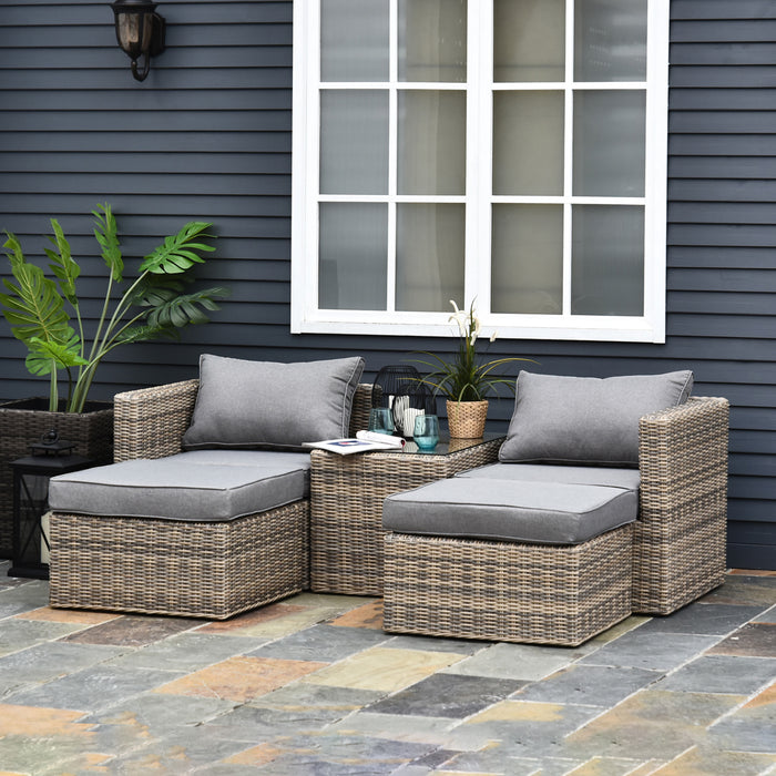 Luxury 2-Seater Rattan Set - Aluminium Frame Patio Furniture with Glass-Top Table & Thick Cushions - Ideal for Outdoor Relaxation and Balconies