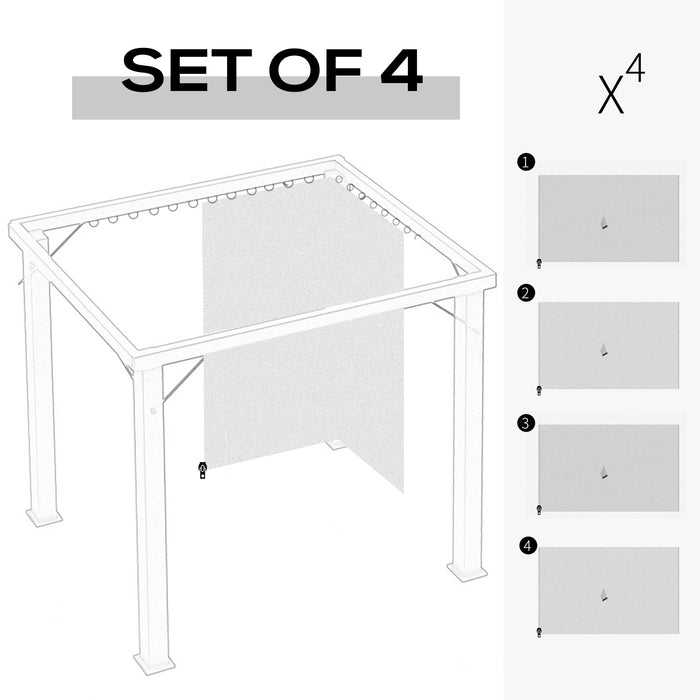 4-Pack Universal Gazebo Privacy Sidewalls - Replacement Panels for 3x4m Canopies, Pavilions, Outdoor Shelters - Light Grey, Added Seclusion for Garden Events