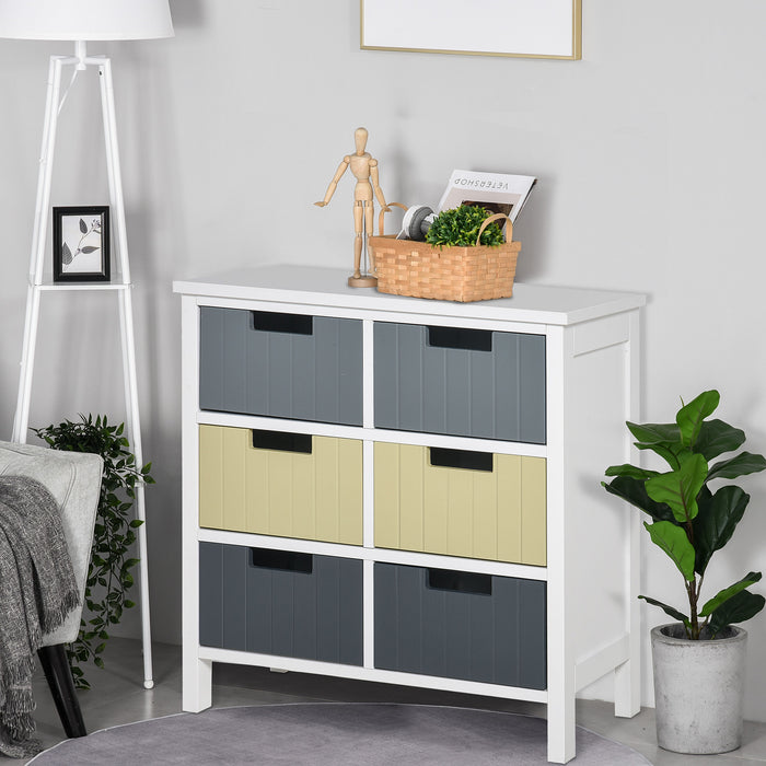 6-Drawer Storage Tower - Wooden Top Dresser Chest, Bedroom Closet Organizer - Ideal for Nursery, Hallway & Living Spaces