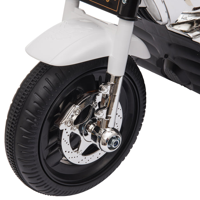 Kids 6V Electric Ride-On Trike - Battery-Powered Motorcycle with Lights, Music, and Horn - Perfect for Toddlers 18-36 Months in Sleek White