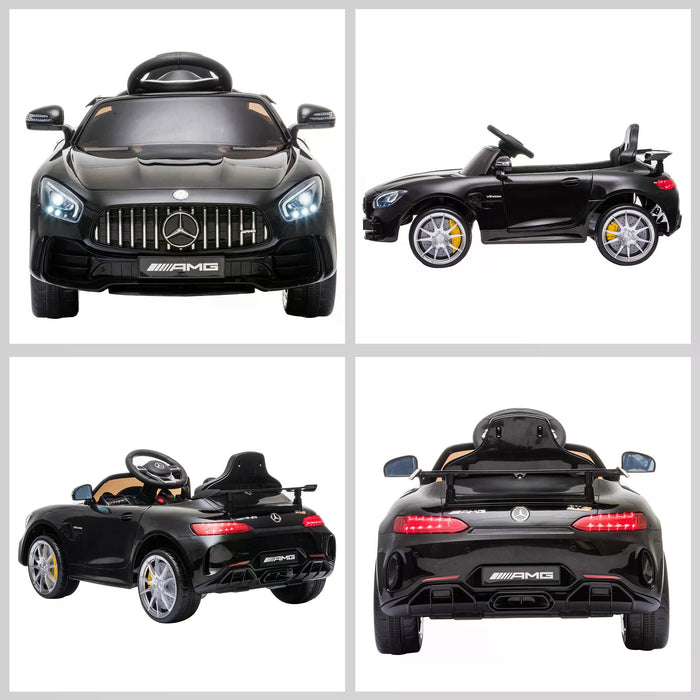 12V Battery-Powered Kids' GTR Electric Ride-On Car with Dual Motors - Musical, Light-Up Toy with MP3 and Parental Remote Control - Ideal for Ages 3-5, Sleek Black Design