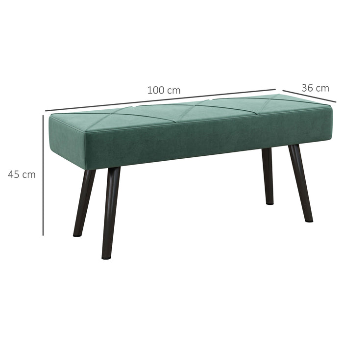 Green Upholstered End of Bed Bench - X-Shape Design with Sturdy Steel Legs - Elegant Seating for Bedroom and Hallways