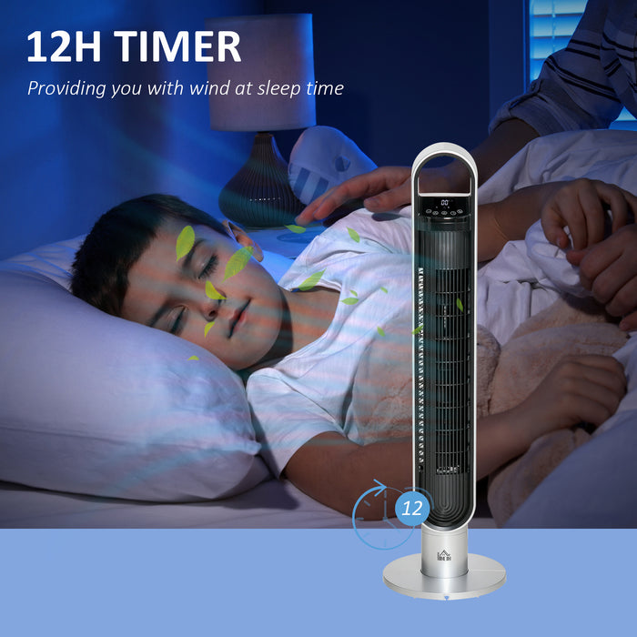 Oscillating Tower Fan with Anion Generator - 3-Speed, 12-Hour Timer, 39-Inch, LED Control Panel & Remote - Ideal for Bedroom Comfort and Air Purification