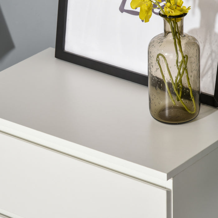 4-Drawer Chest - Bedroom and Living Room Storage Cabinet, Floor Tower Organizer - Sleek White Cupboard for Home Clutter Organization